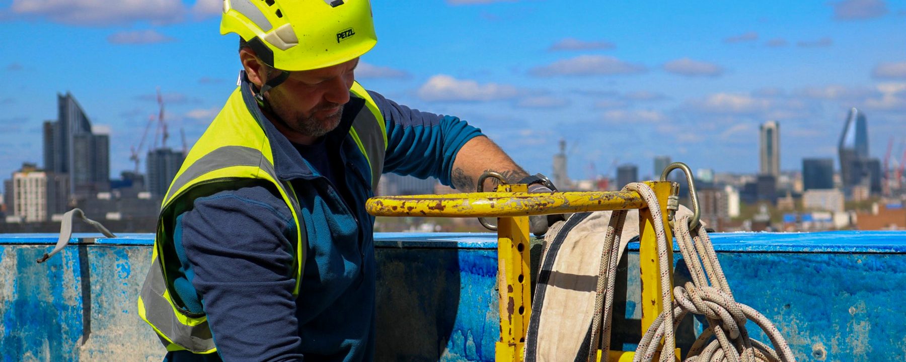 Temporary Horizontal Lifeline in use on site